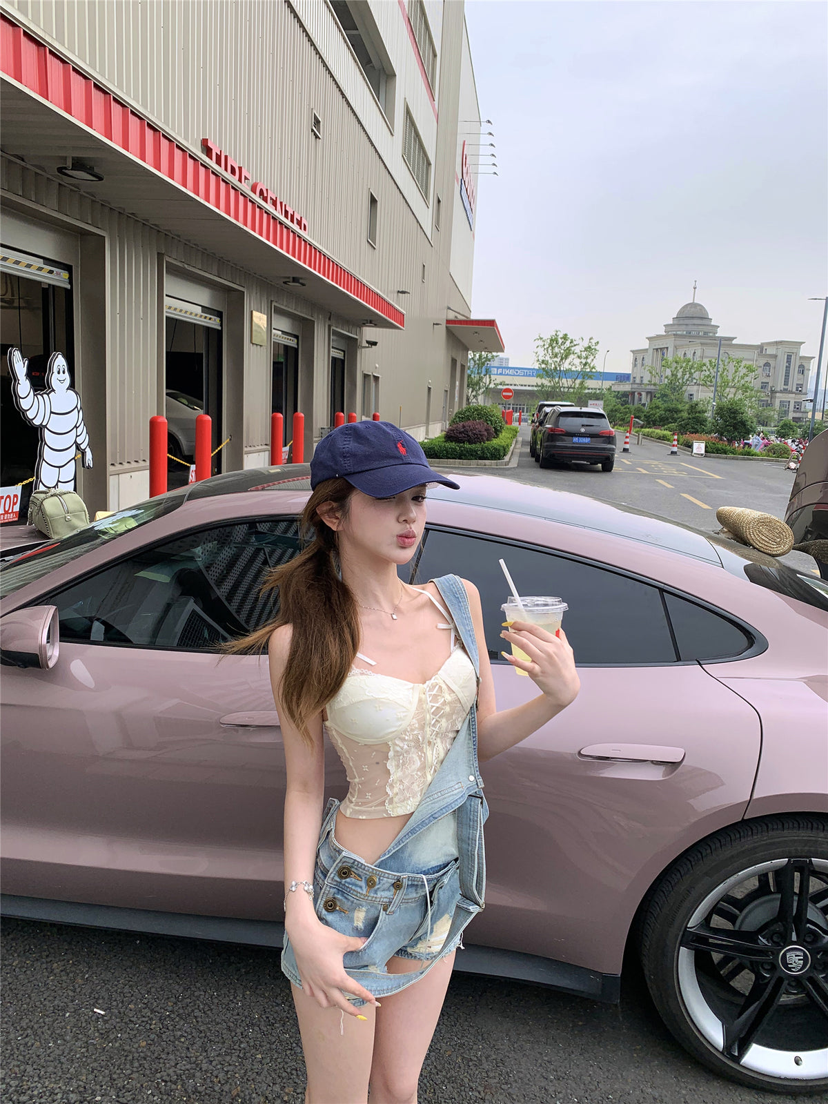 💕活潑俏皮百搭牛仔背帶短褲