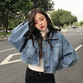 💕氣質百搭通勤短款寬鬆牛仔外套