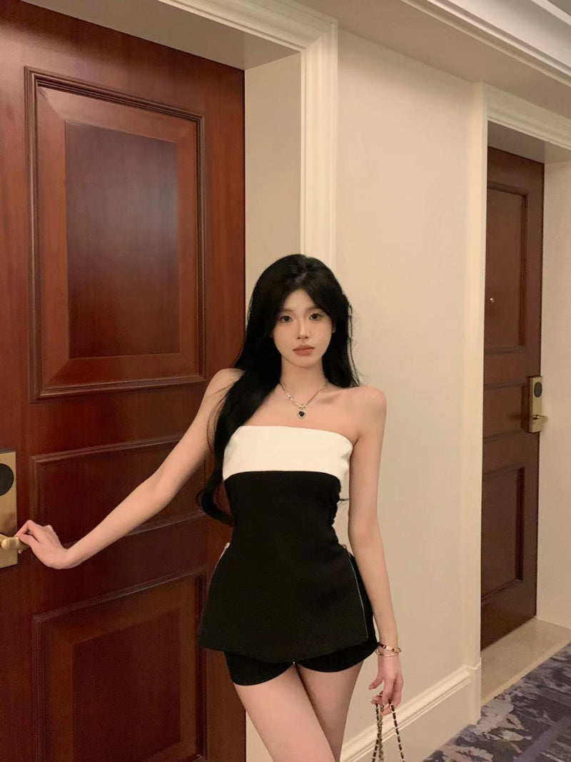 💕高級感撞色小香抹胸甜辣上衣