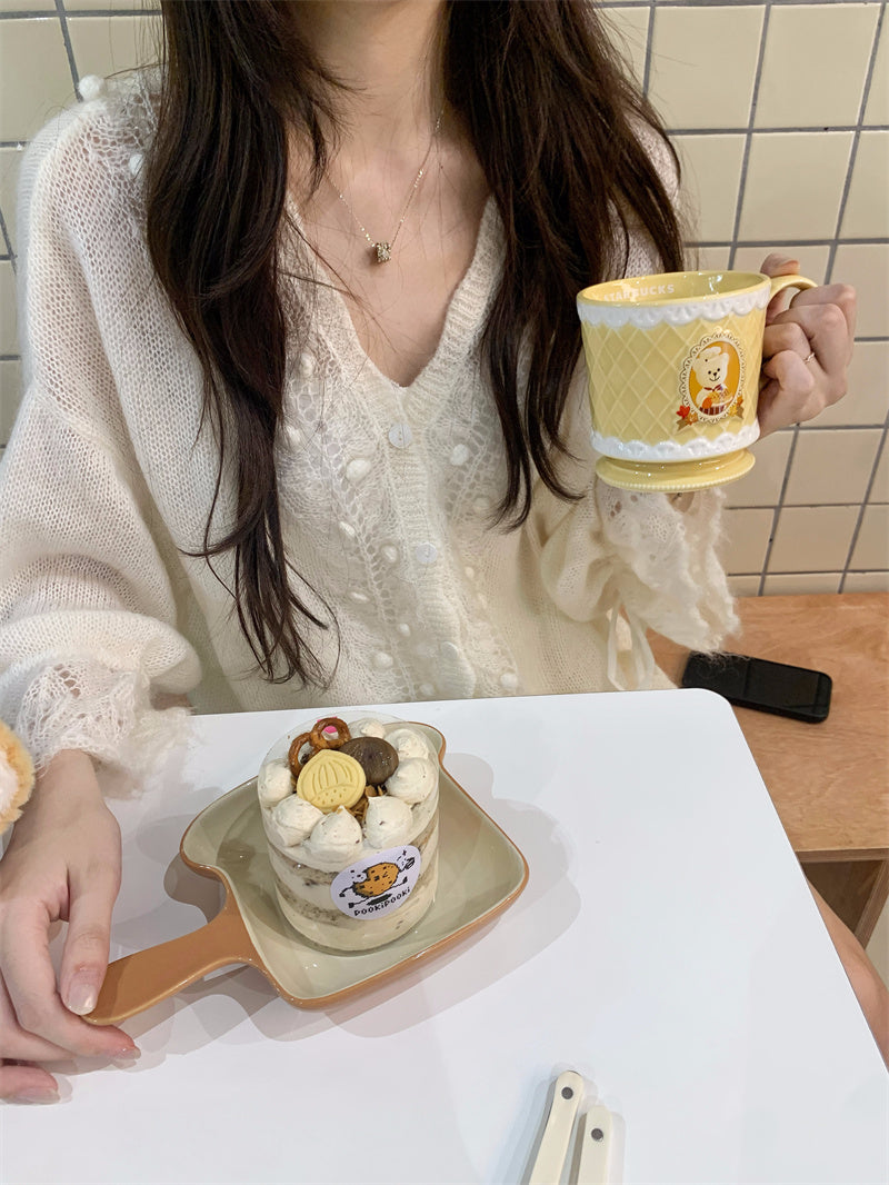 💕韓系重工連帽勾花慵懶針織開衫