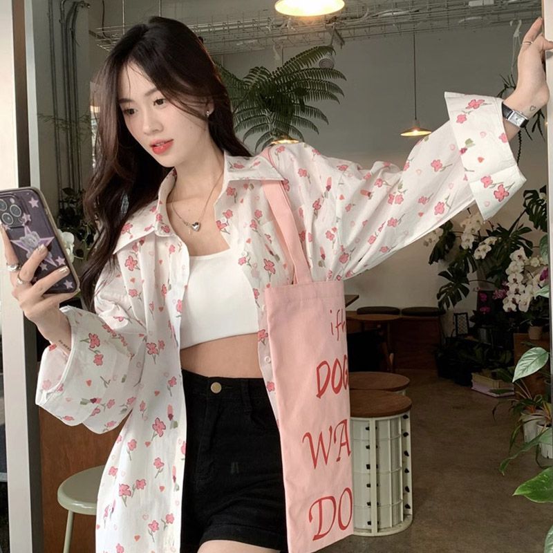 💕甜美薄款小花朵防曬襯衫外搭