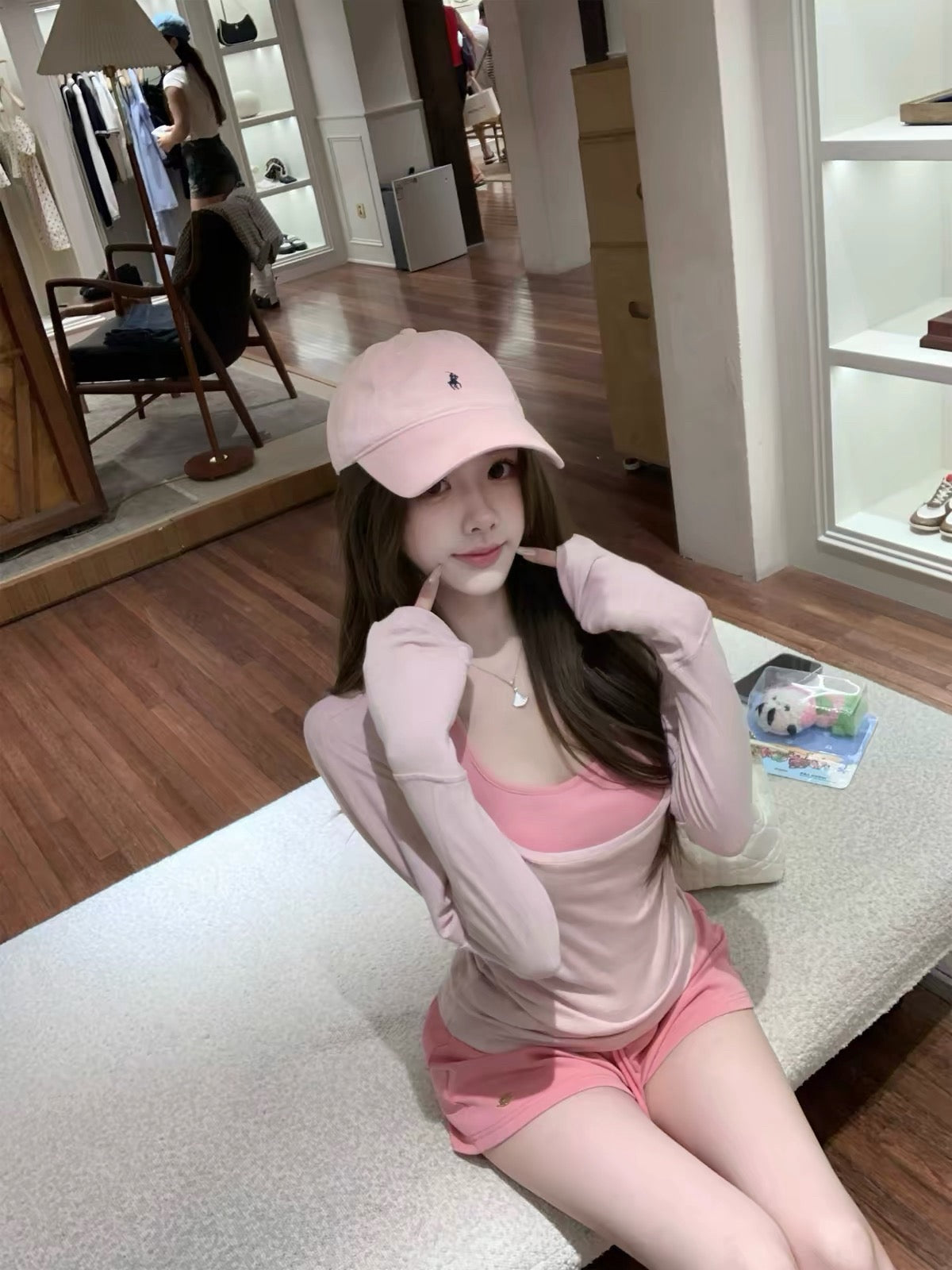 💕chic韓系懶人罩衫掛脖帶胸墊背心套裝組