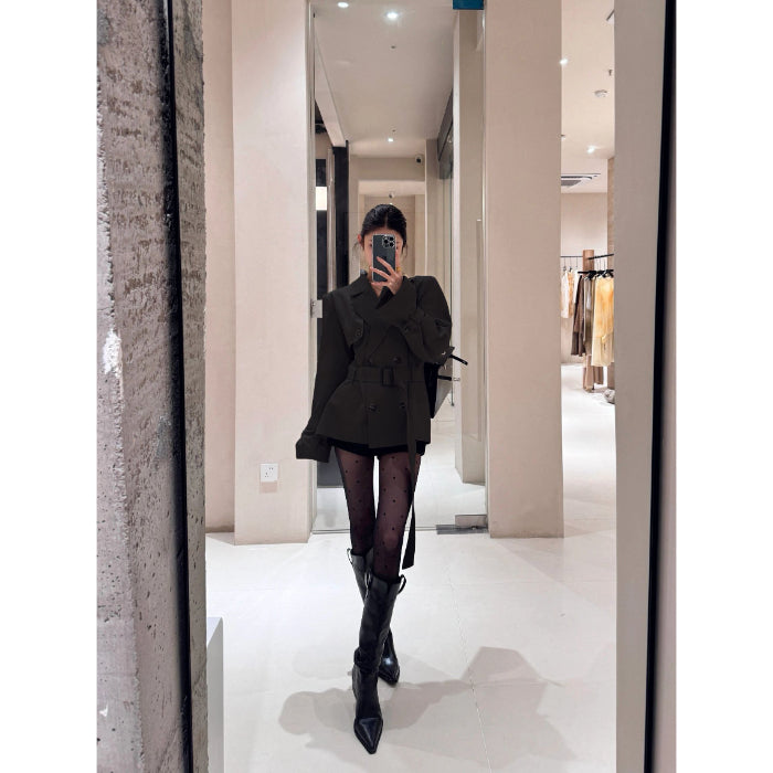 💕英倫風卡其色風衣高級感小個子外套