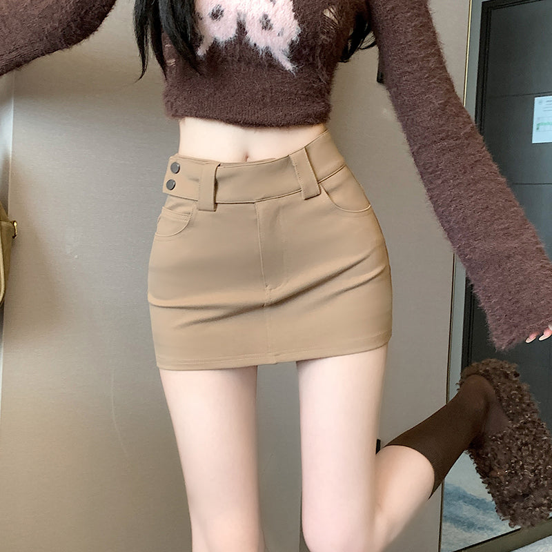 💕百搭氣質彈力高腰a字西裝半身裙