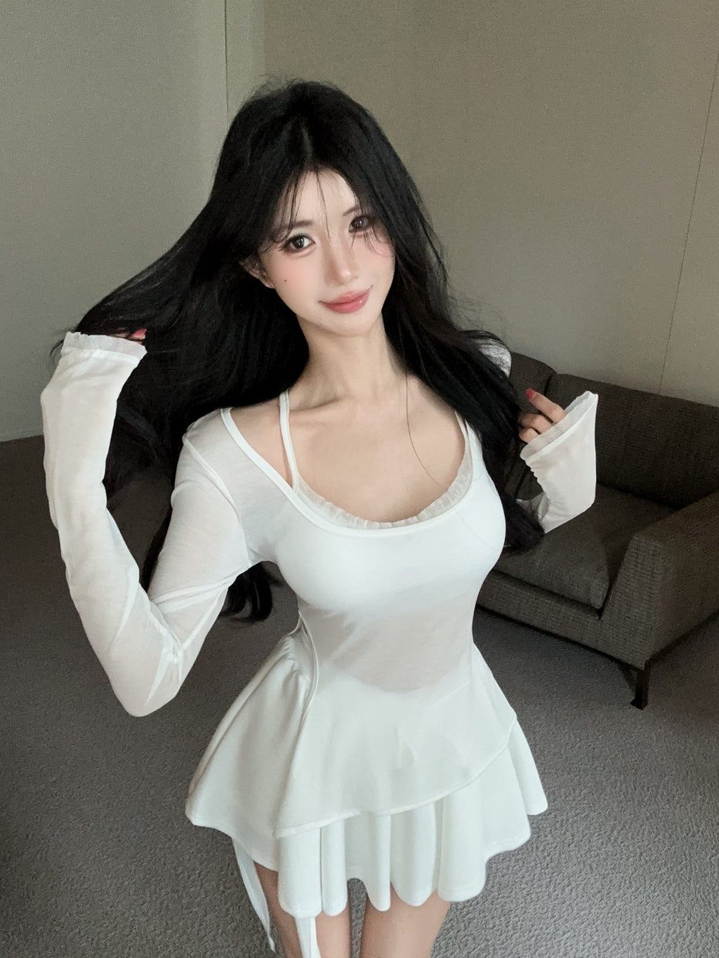 💕海邊度假防曬蕾絲吊帶抽繩三件套