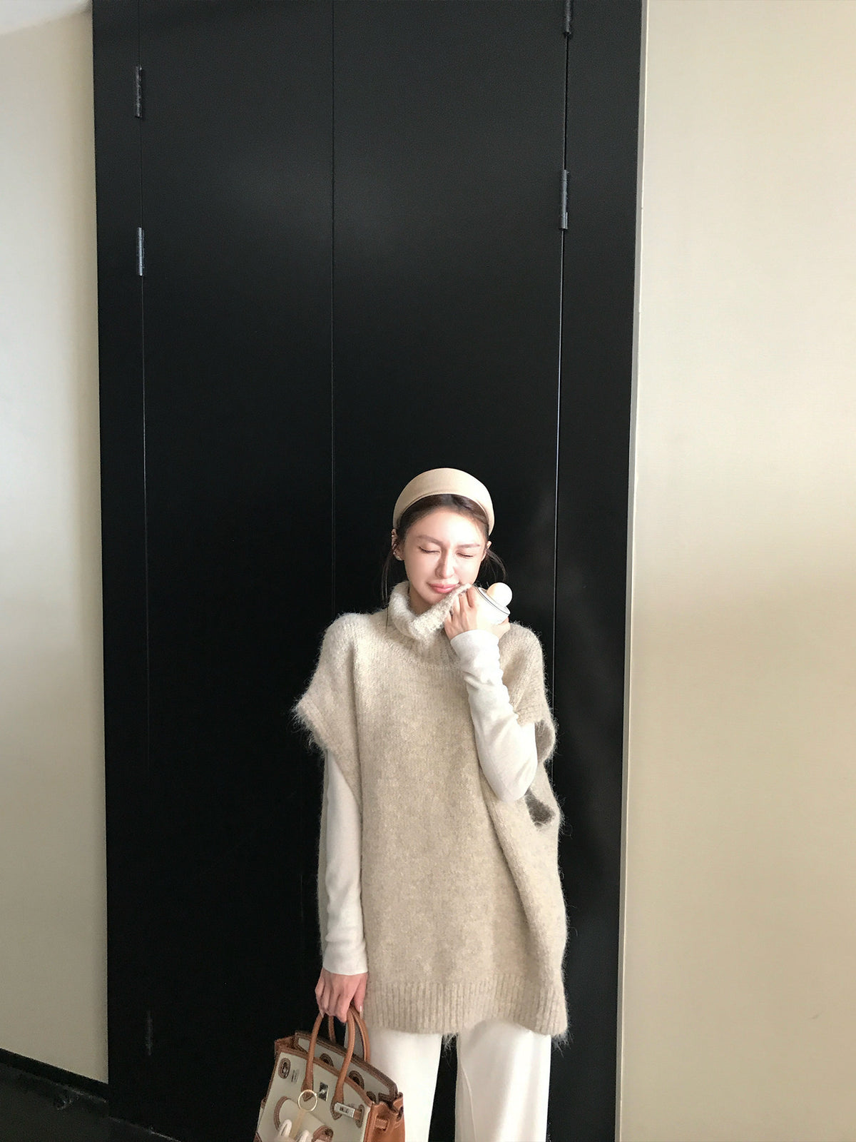 💕春季疊穿羊毛拉毛高領背心馬甲慵懶毛衫