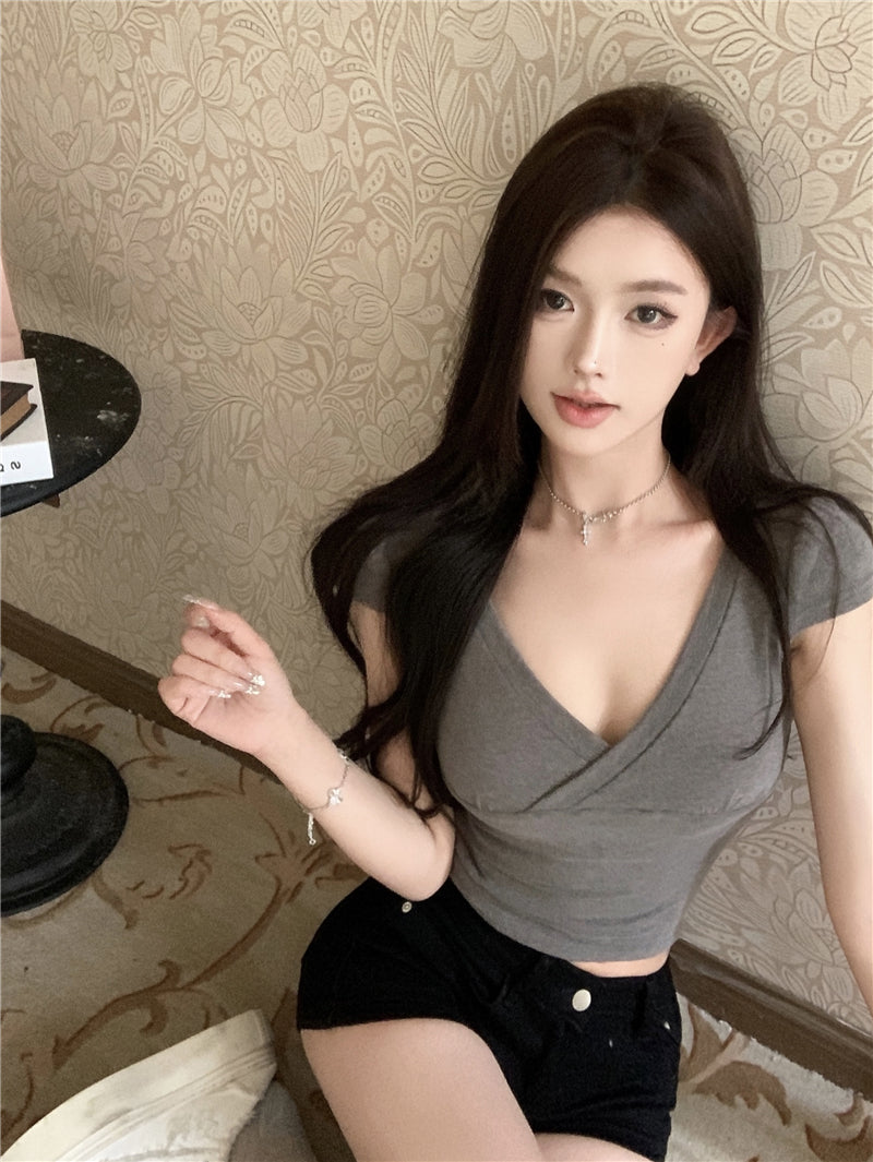 💕休閒百搭V領純欲顯瘦上衣