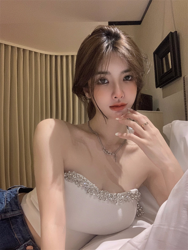 💕性感抹胸閃鑽短款內搭背心
