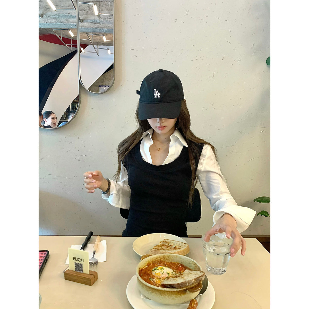 💕韓系學院風撞色假兩件襯衫上衣