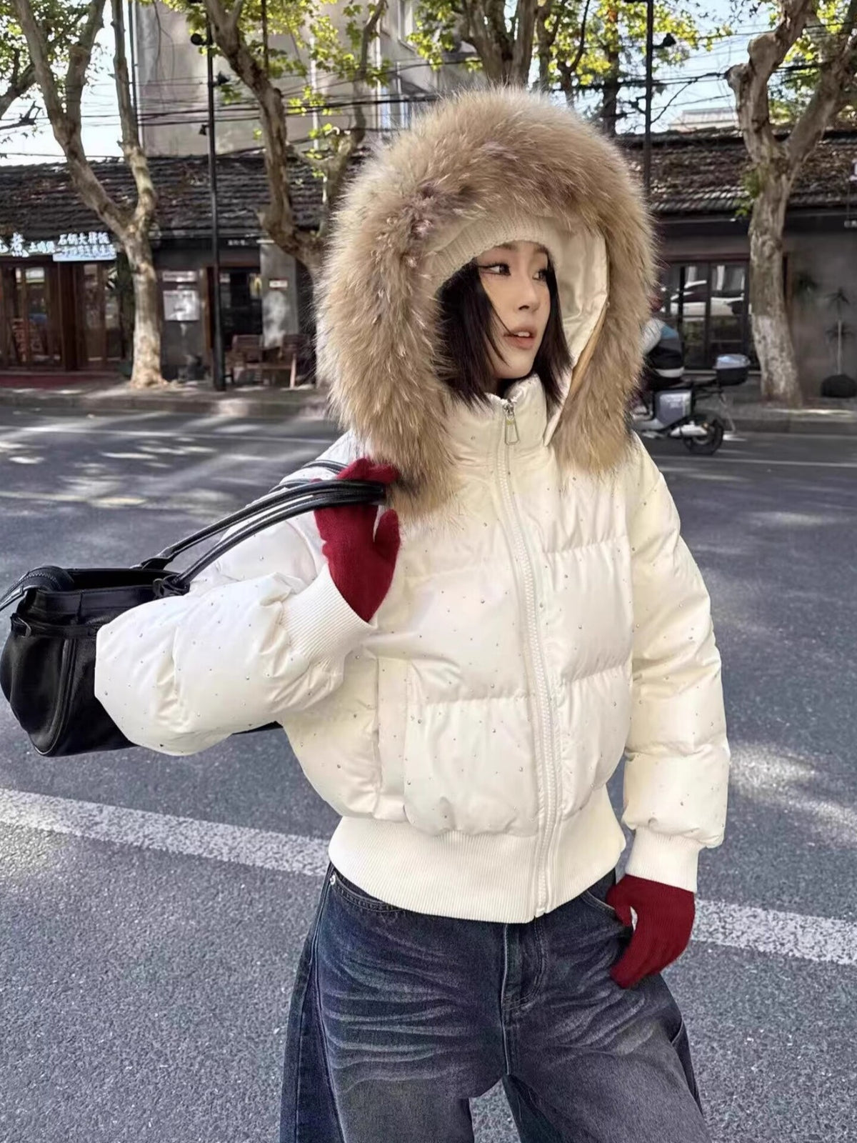 💕冬天滿天星燙鑽保暖羽絨外套