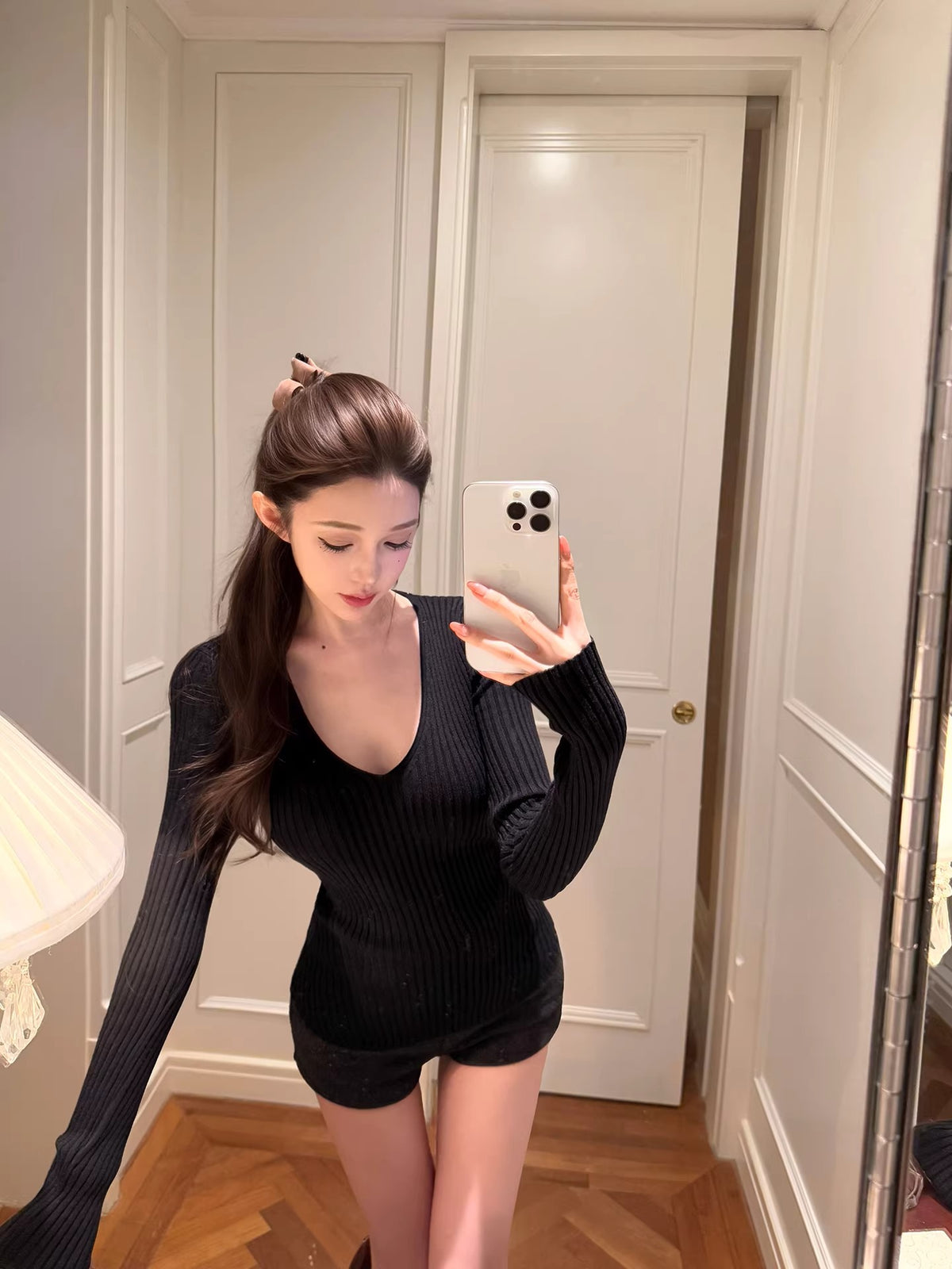 💕韓系氣質顯瘦V領百搭針織上衣