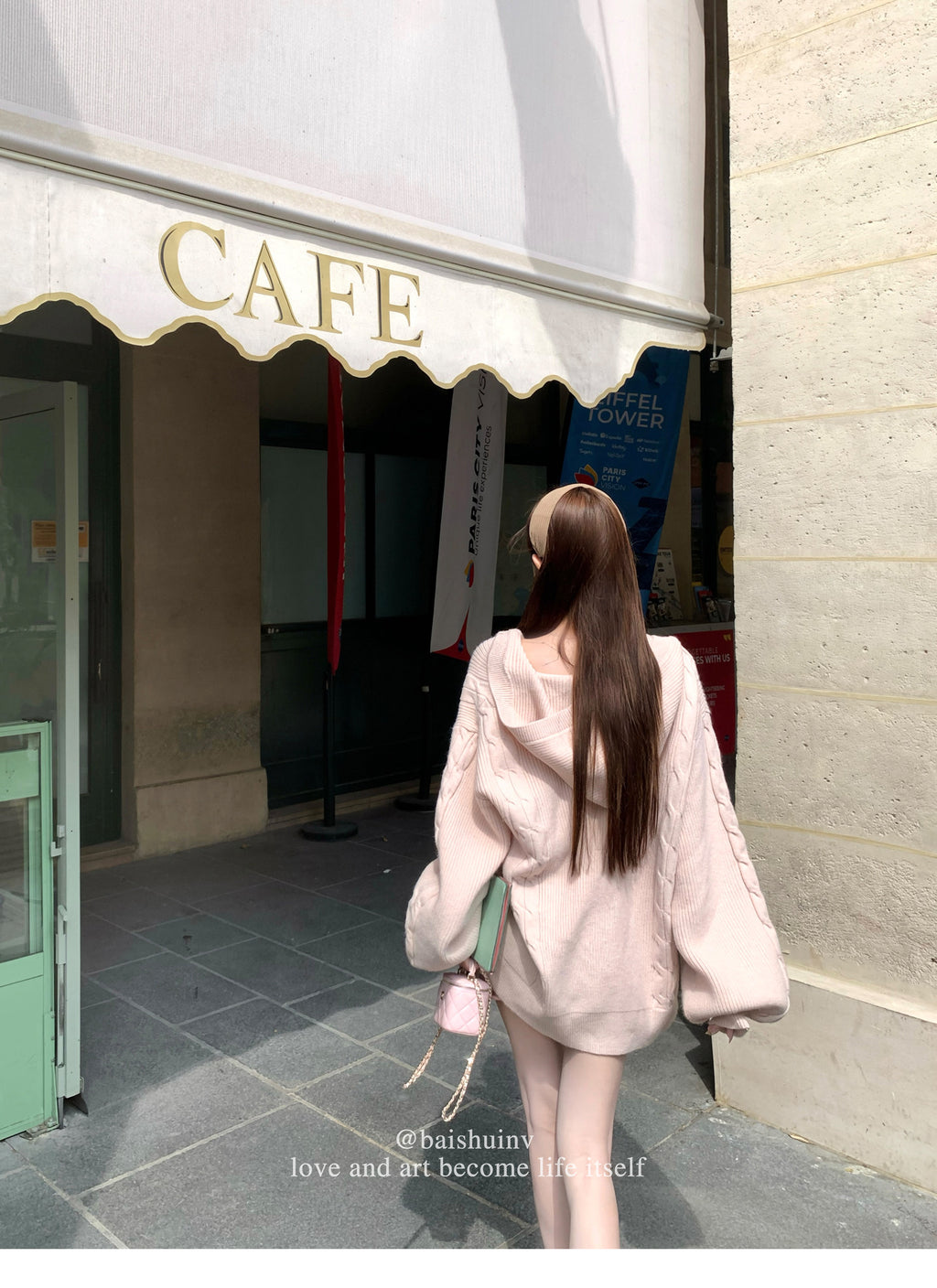 💕chic韓系溫柔慵懶連帽針織開衫吊帶裙兩件套