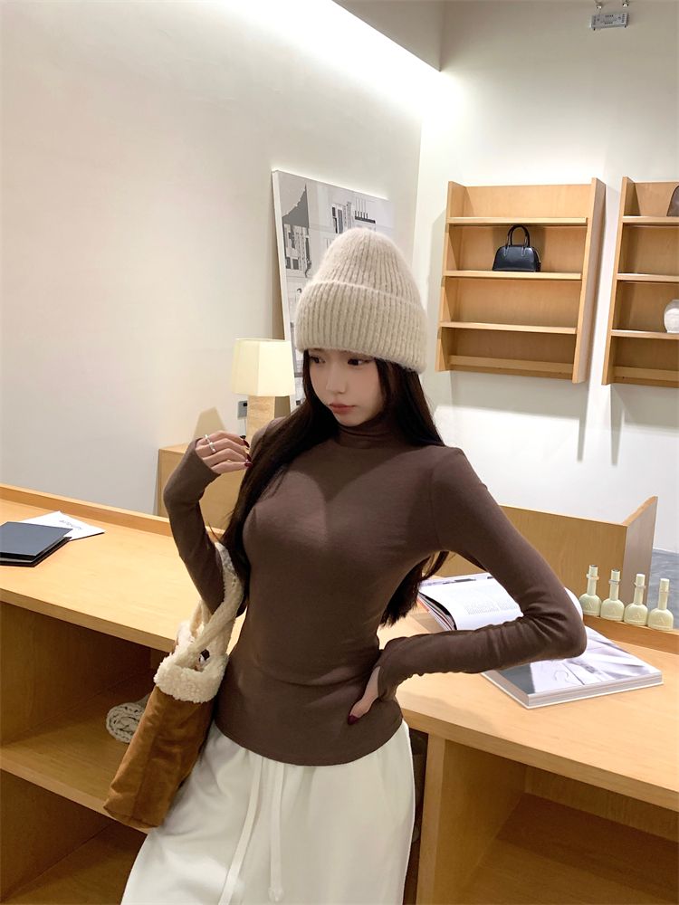 💕簡約百搭高領加絨長袖打底上衣