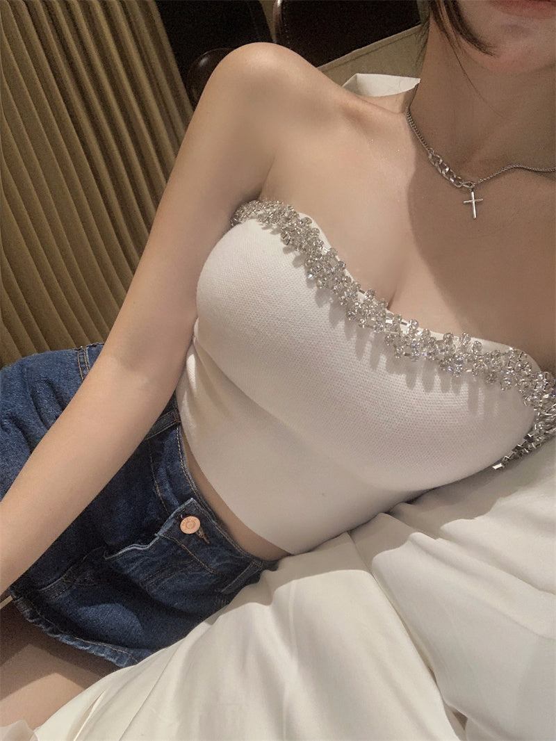 💕性感抹胸閃鑽短款內搭背心
