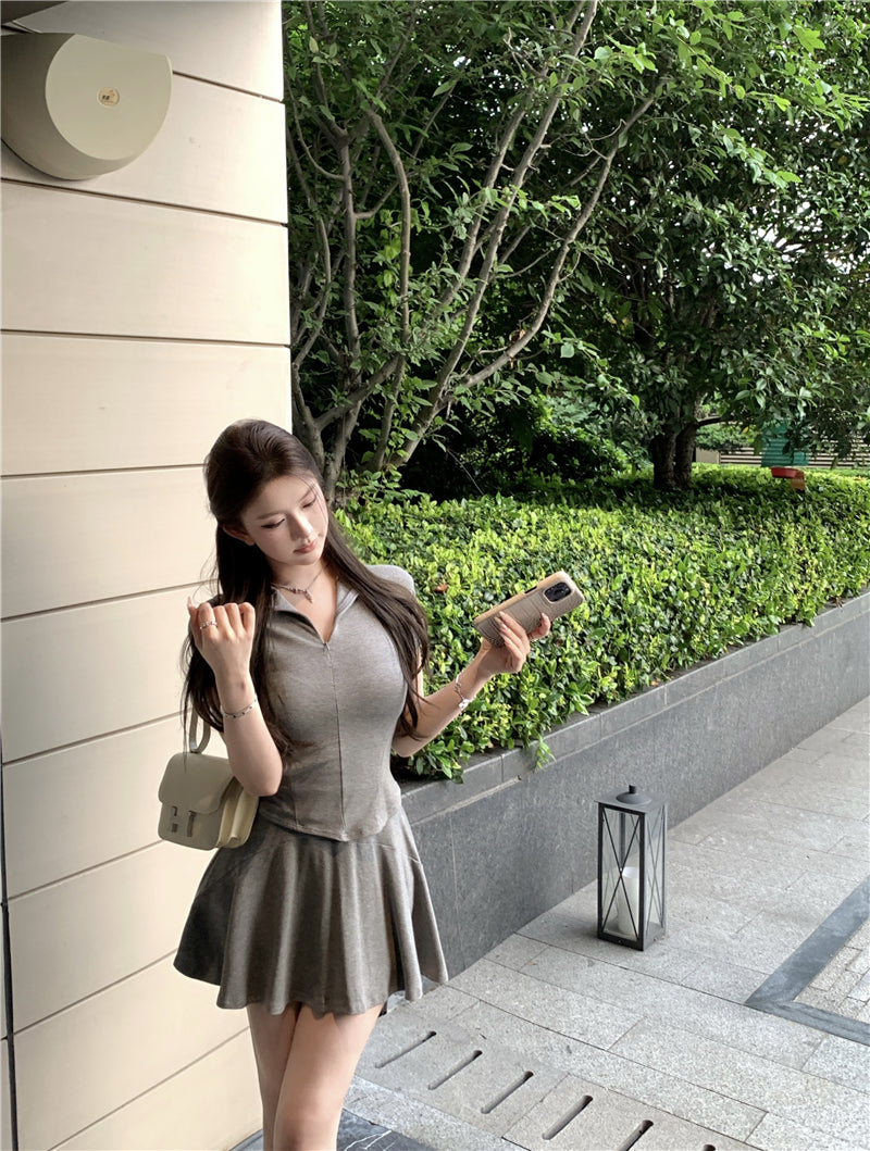 💕簡約百搭休閒polo衫純欲運動兩件套