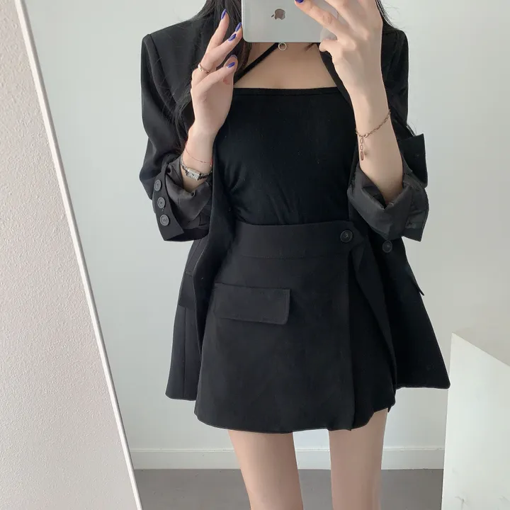 💕春秋韓版西裝短褲裙兩件套