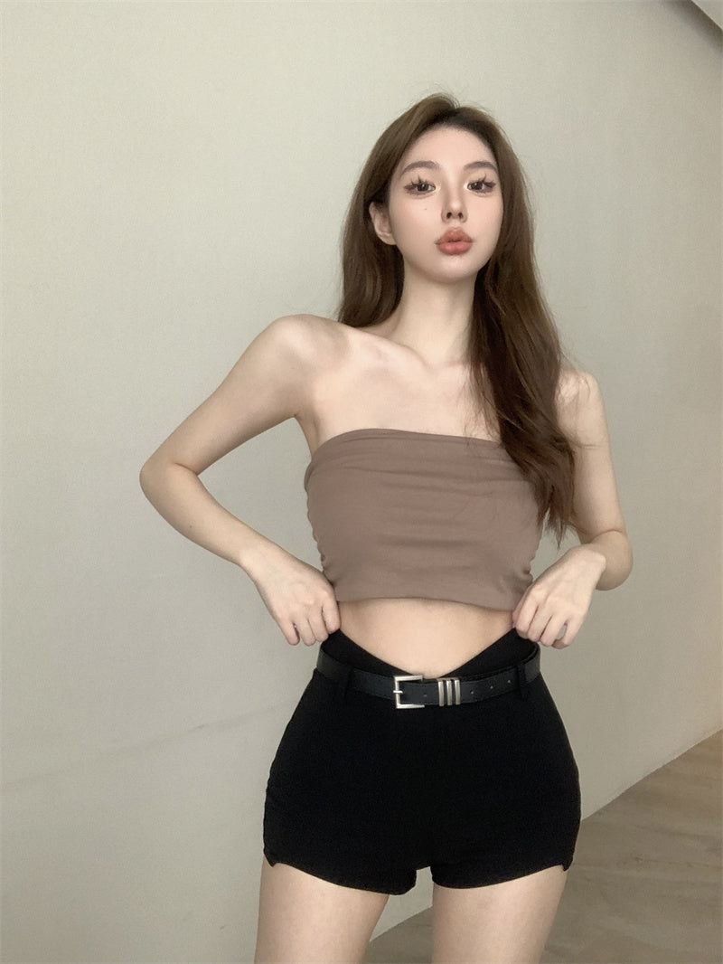 💕氣質百搭彈力修身短款抹胸背心單品