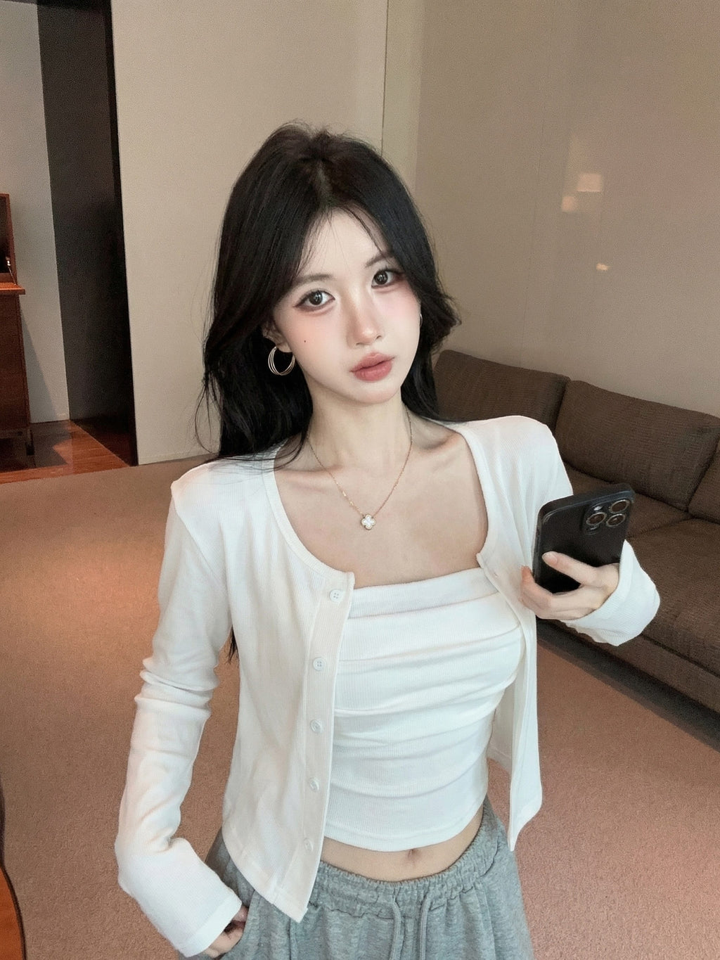 💕氣質慵懶休閒褶皺兩件式套裝