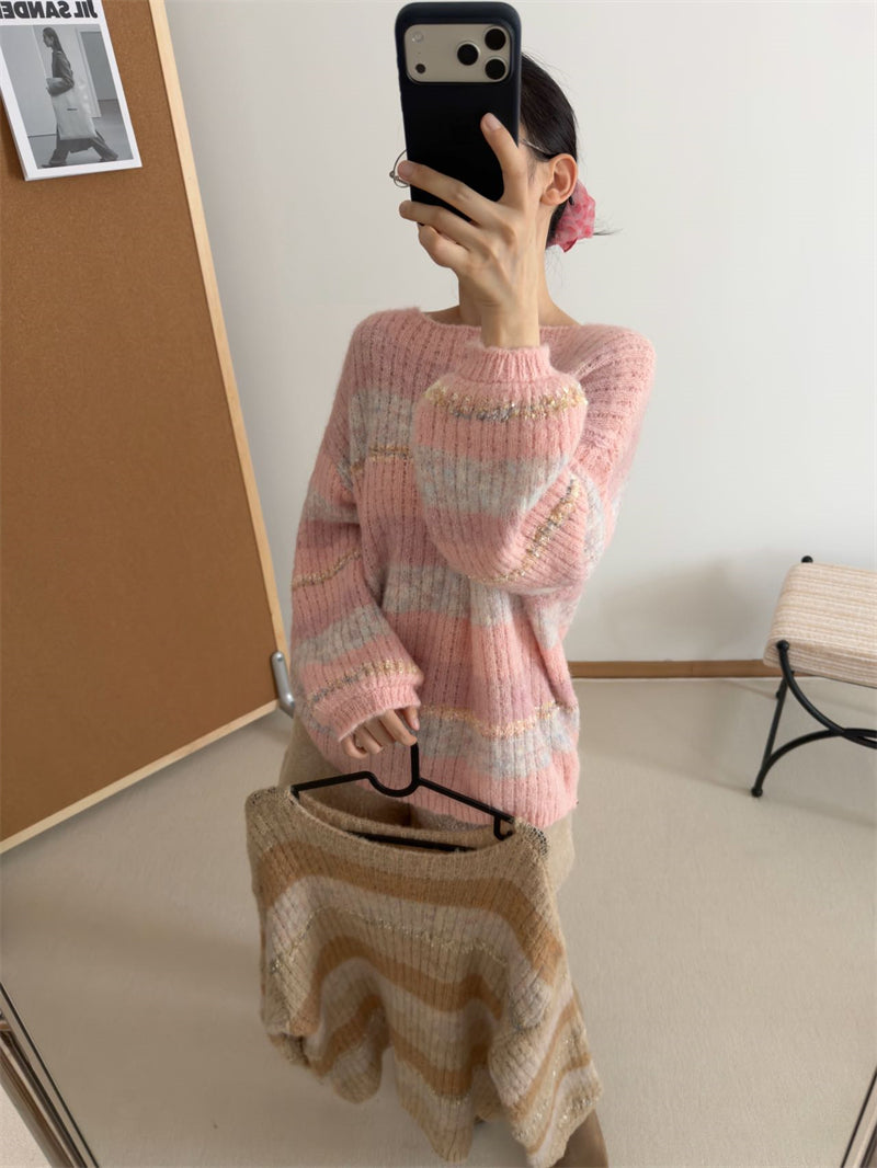 💕高級感溫柔韓系混色羊毛針織衫