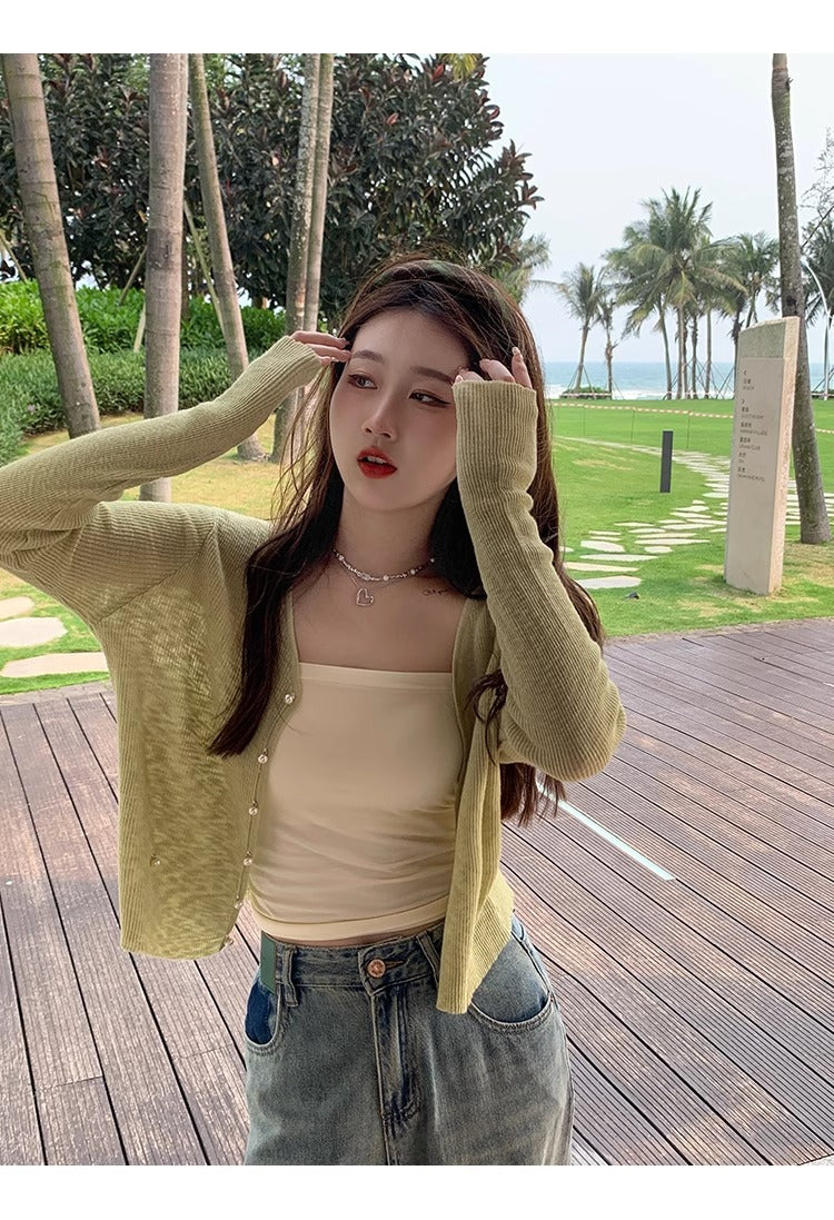💕夏季必備薄款披肩冰絲薄紗防曬外套