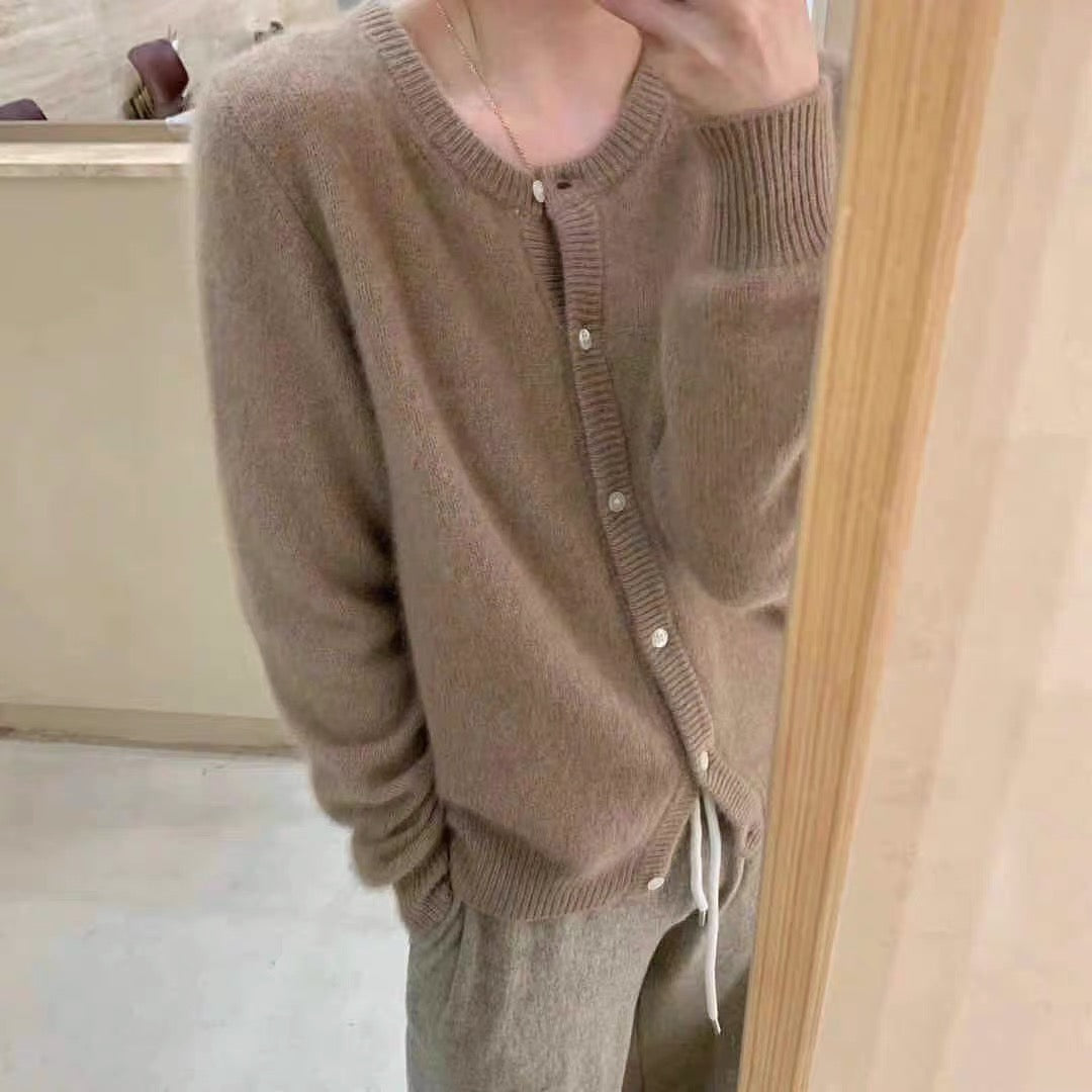 💕春秋圓領短款針織寬鬆慵懶外穿開衫