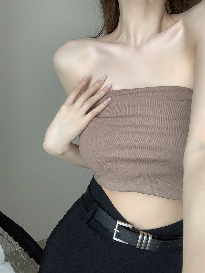 💕氣質百搭彈力修身短款抹胸背心單品
