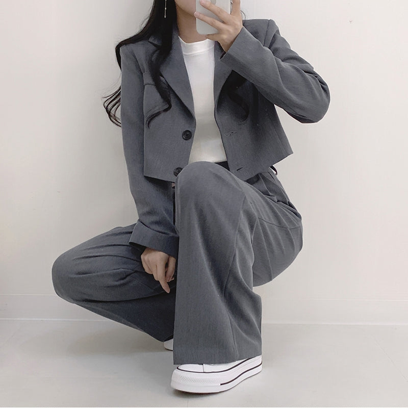 💕chic秋季寬鬆休閒西裝長褲兩件套