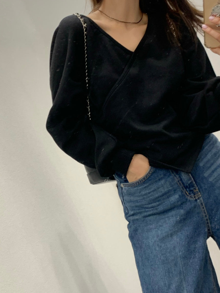 💕韓系露肩不規則休閒純色衛衣