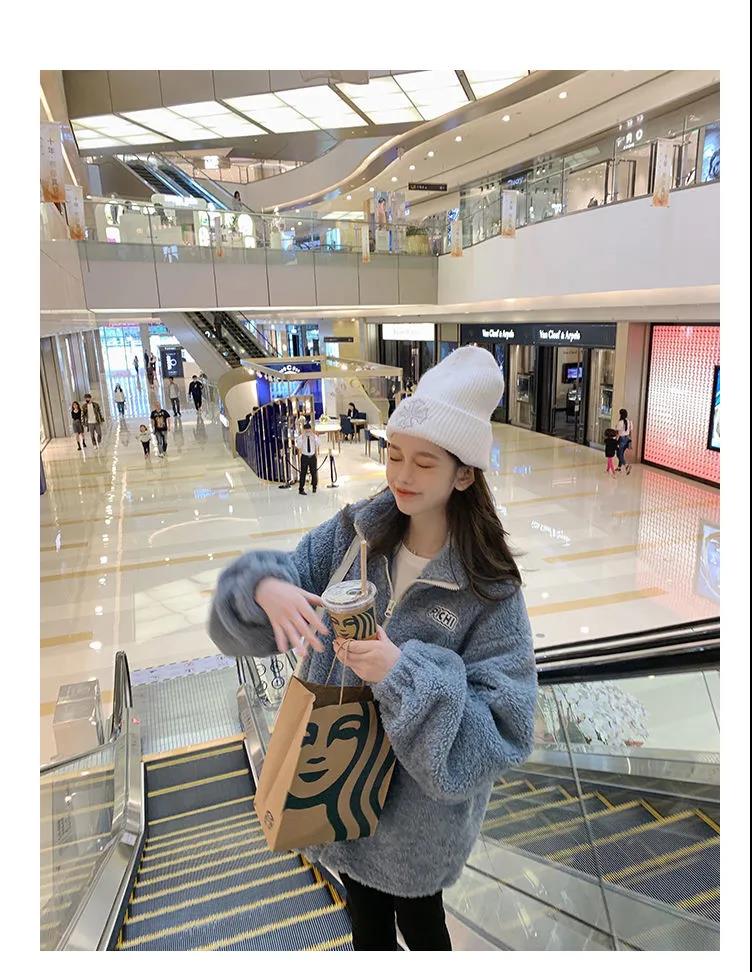 💕chic韓系羊羔毛加厚寬鬆百搭短外套