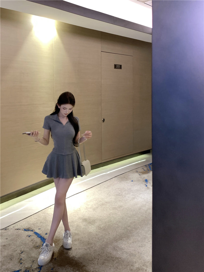 💕簡約百搭休閒polo衫純欲運動兩件套