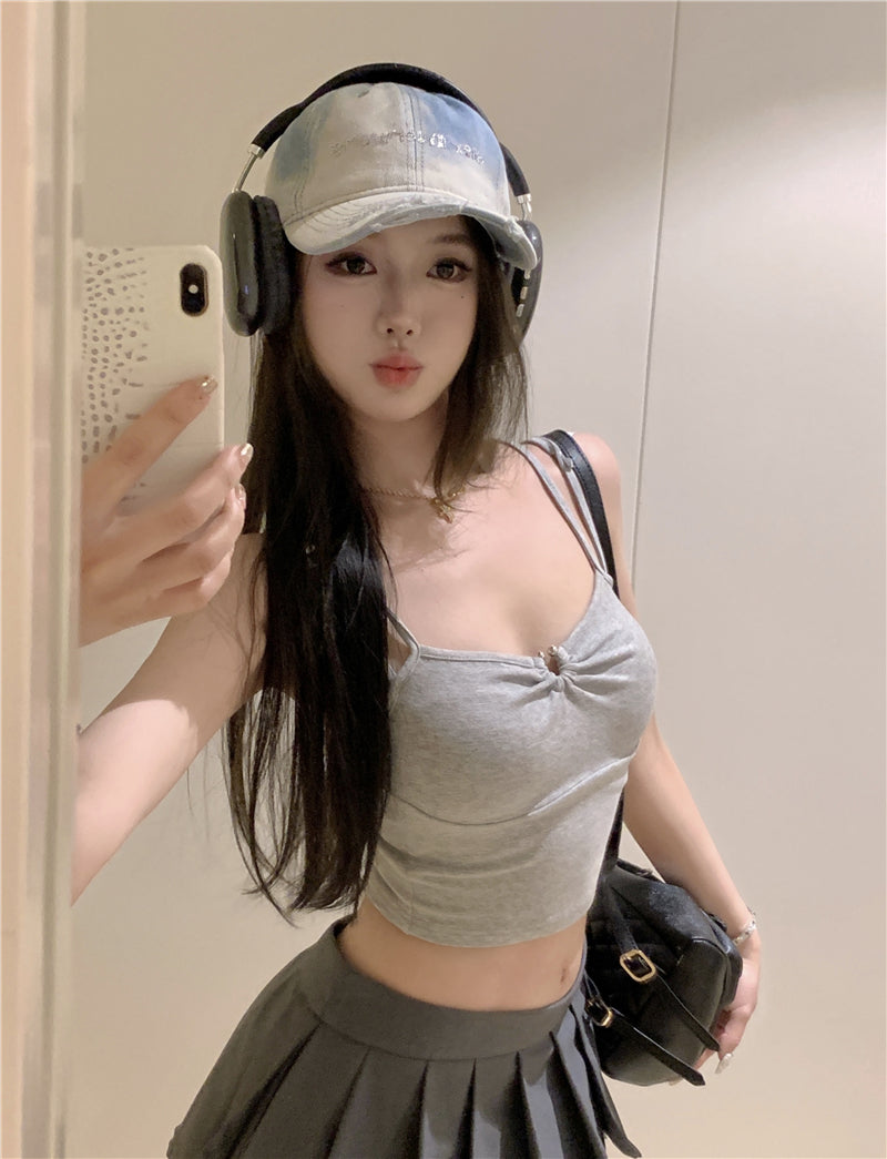 💕優雅簡約日常顯瘦修身吊帶長裙