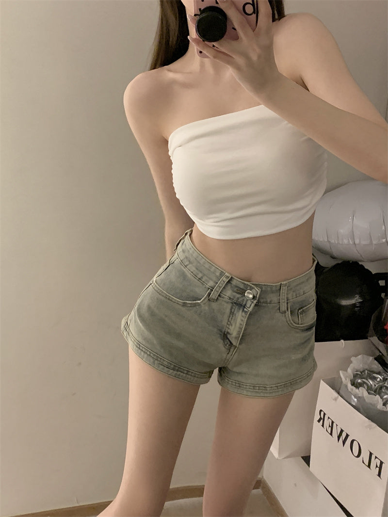 💕氣質百搭彈力修身短款抹胸背心單品