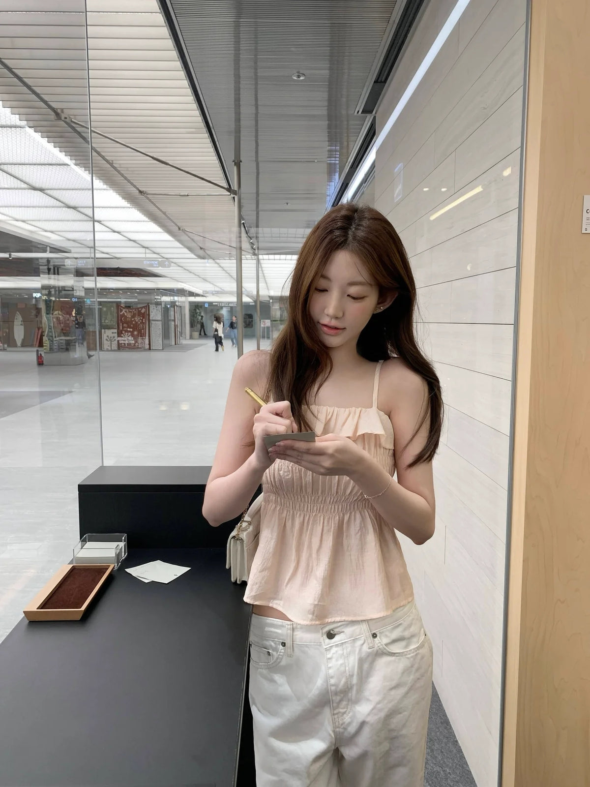 💕法式氣質溫柔荷葉邊皺褶吊帶背心