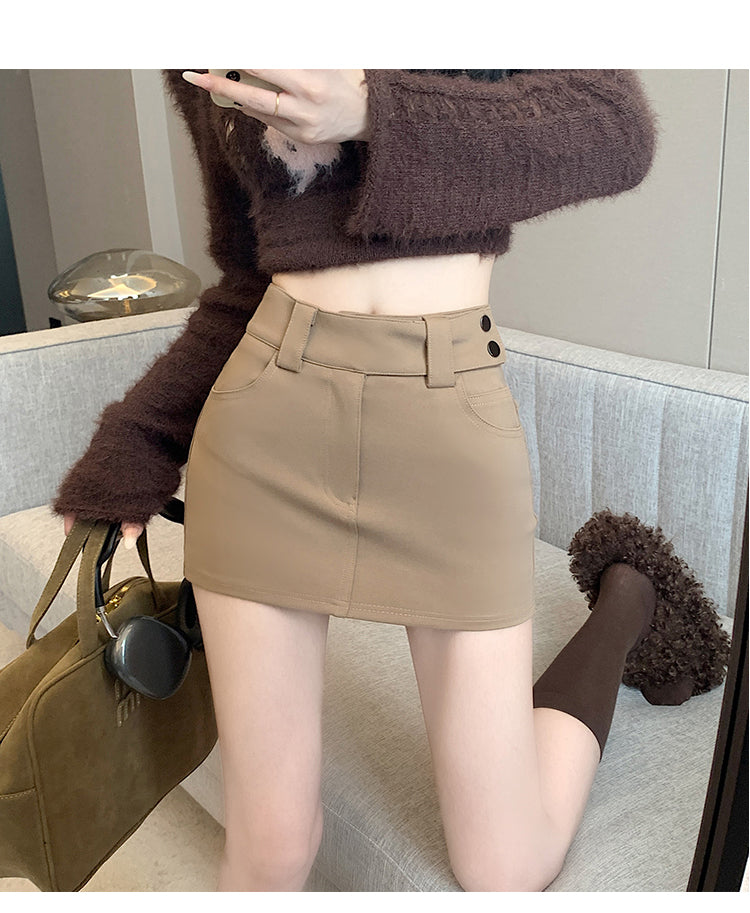 💕百搭氣質彈力高腰a字西裝半身裙