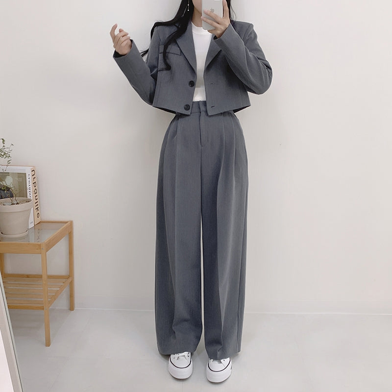 💕chic秋季寬鬆休閒西裝長褲兩件套