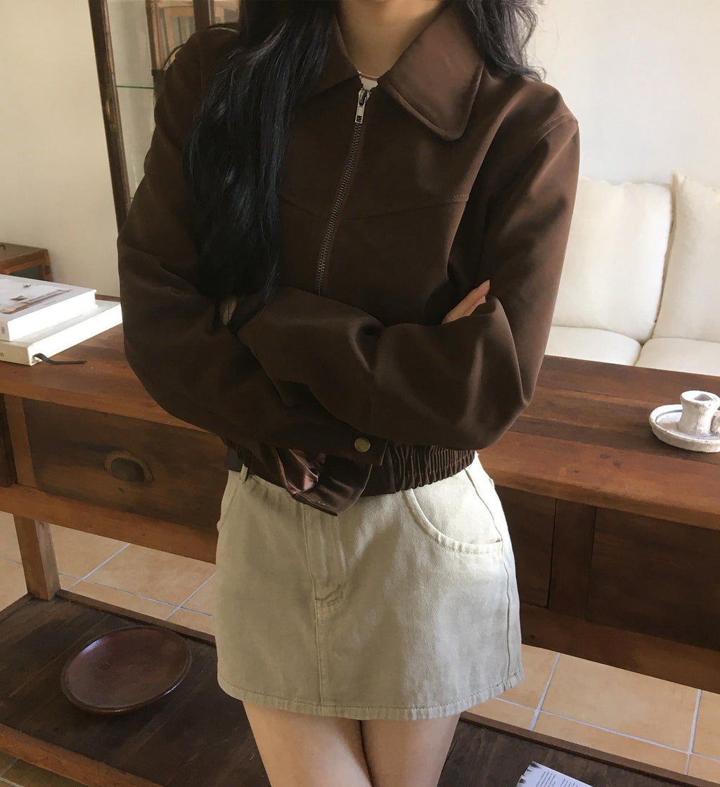 💕韓系東大門美拉德仿鹿皮絨短版夾克