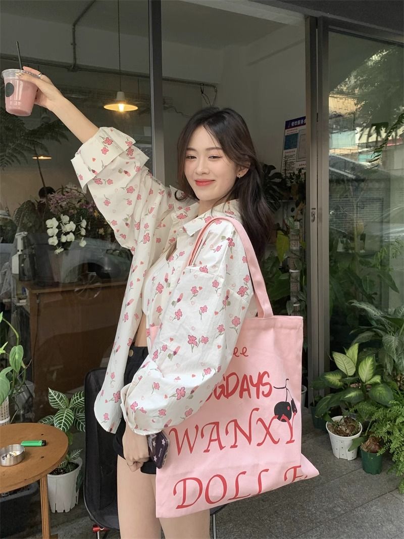 💕甜美薄款小花朵防曬襯衫外搭