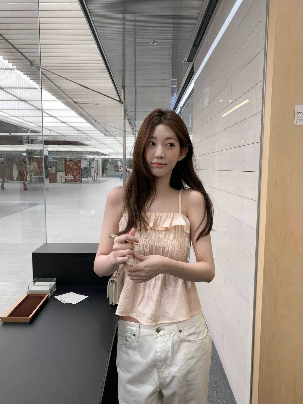 💕法式氣質溫柔荷葉邊皺褶吊帶背心