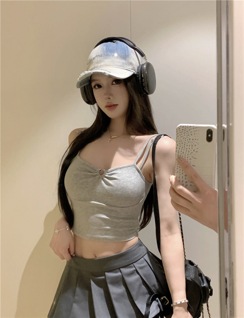💕優雅簡約日常顯瘦修身吊帶長裙