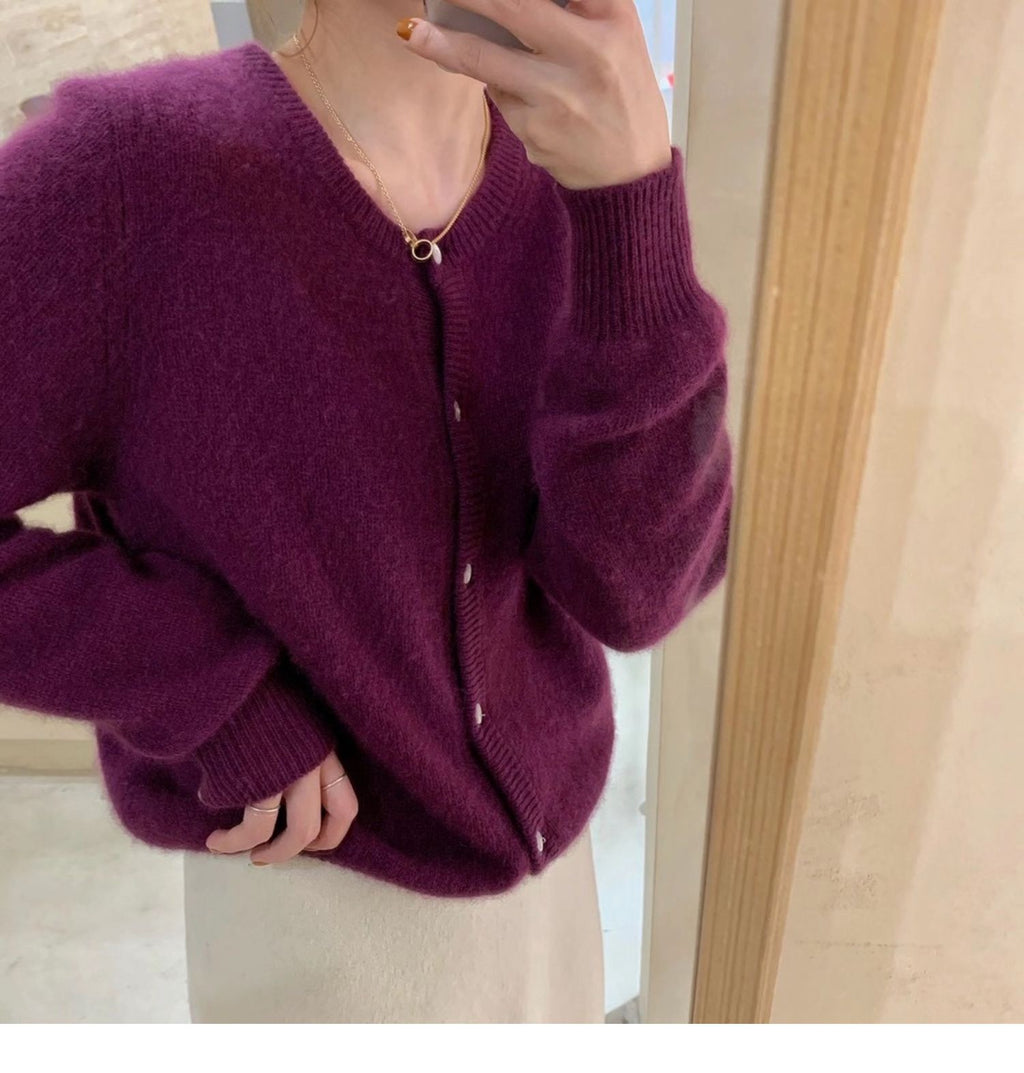 💕春秋圓領短款針織寬鬆慵懶外穿開衫