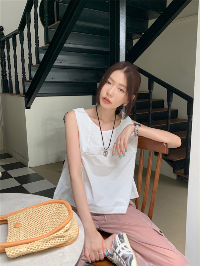 💕夏季甜美蝴蝶結兩穿寬鬆百搭無袖背心上衣