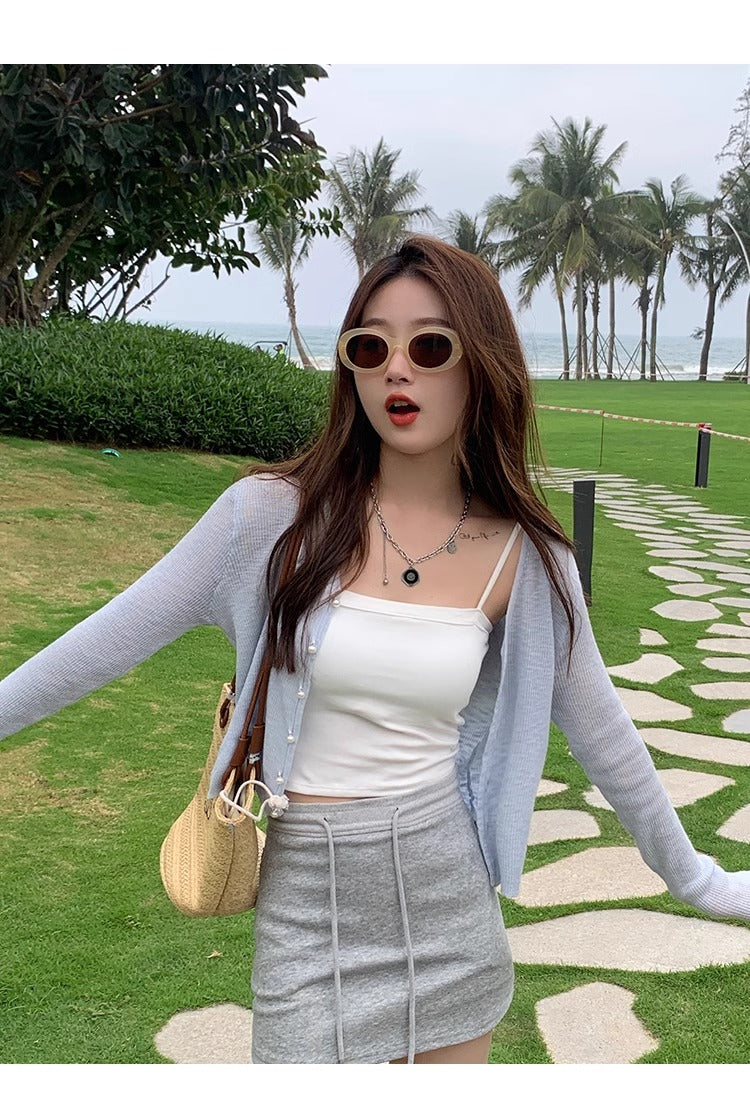 💕夏季必備薄款披肩冰絲薄紗防曬外套