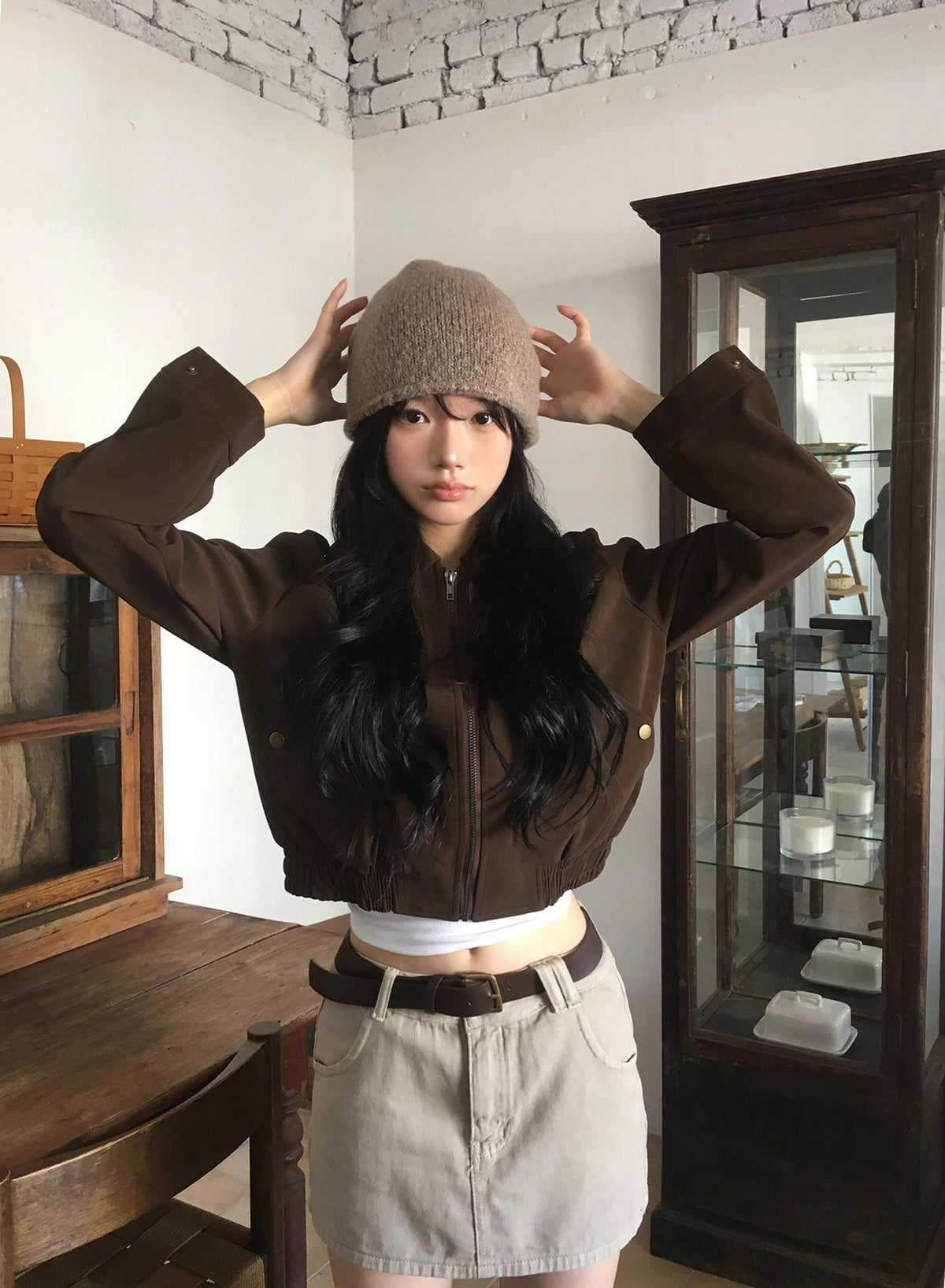 💕韓系東大門美拉德仿鹿皮絨短版夾克