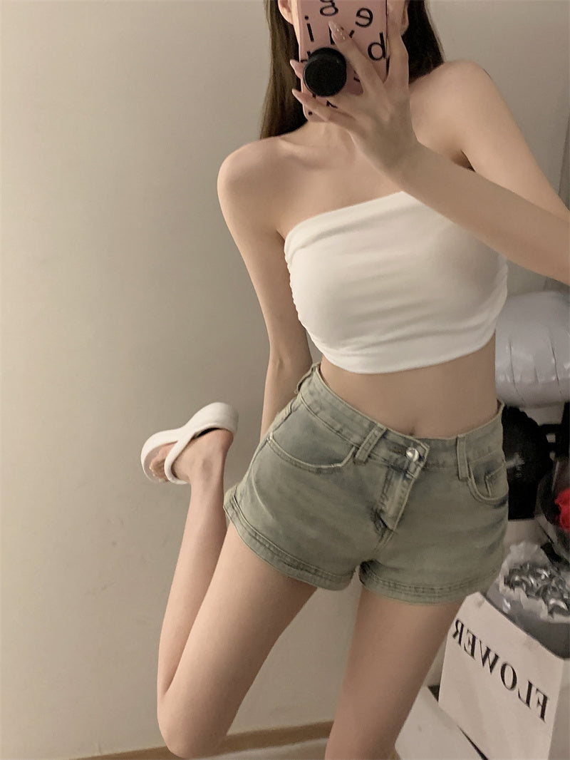 💕氣質百搭彈力修身短款抹胸背心單品