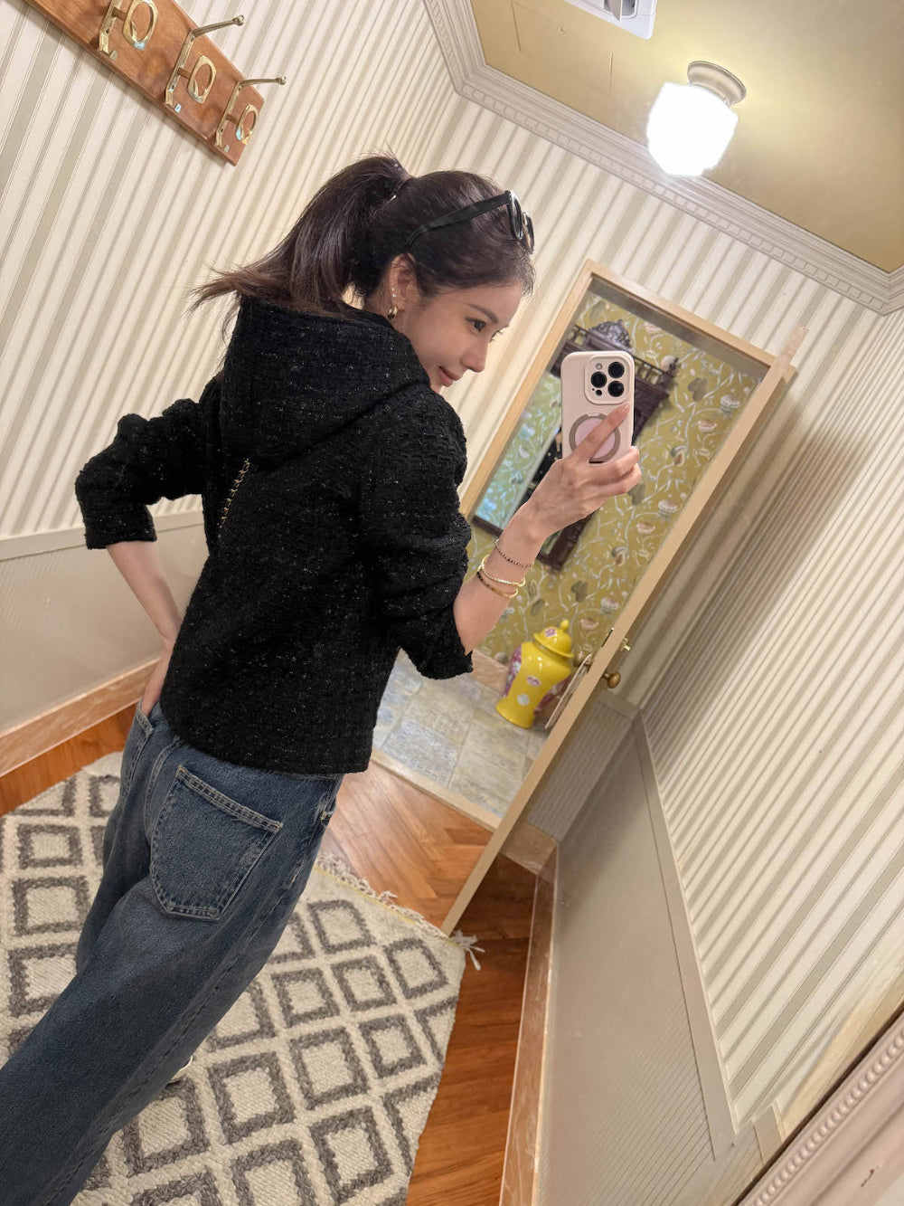 💕小香風粗花呢蓮帽短外套