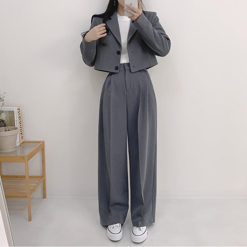 💕chic秋季寬鬆休閒西裝長褲兩件套