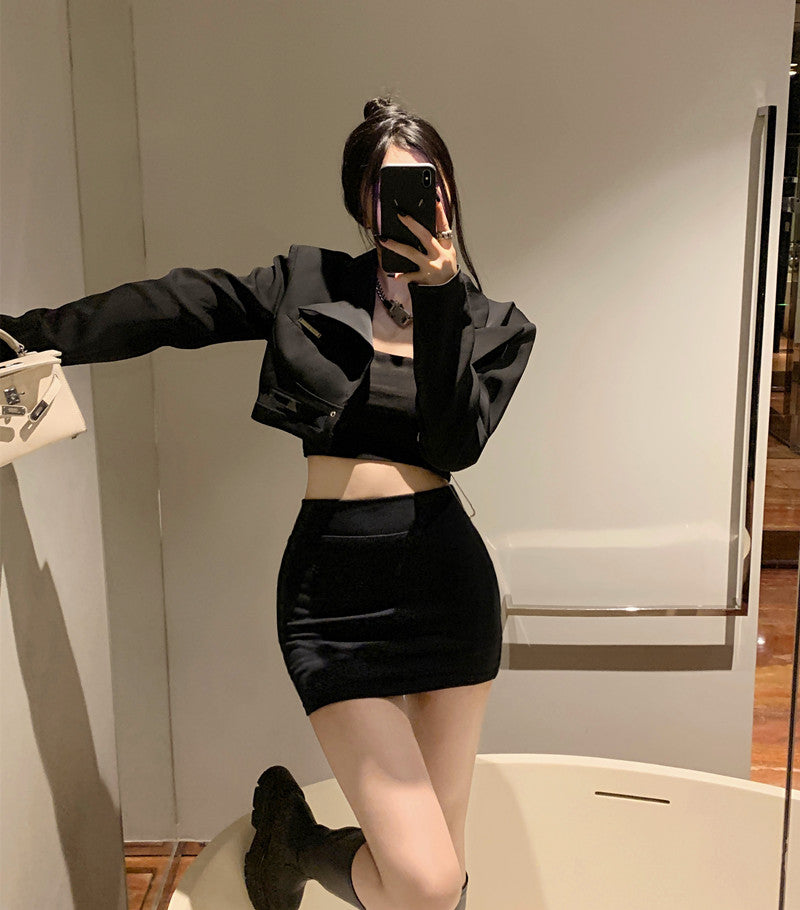 💕百搭必備顯瘦彈力氣質包臀短裙