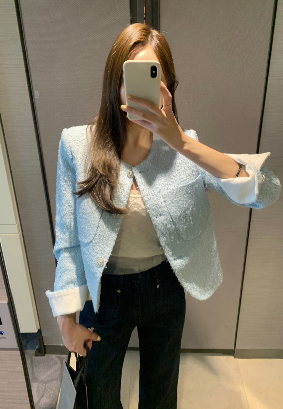 💕輕奢粗花呢西裝短款外套