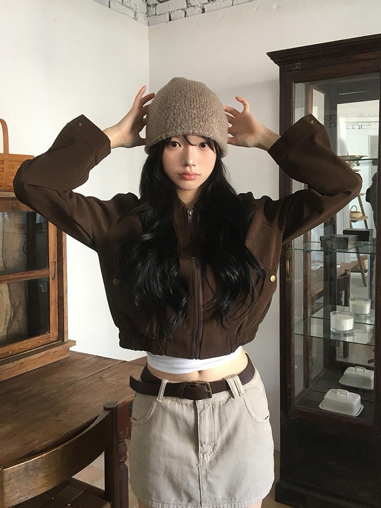 💕韓系東大門美拉德仿鹿皮絨短版夾克