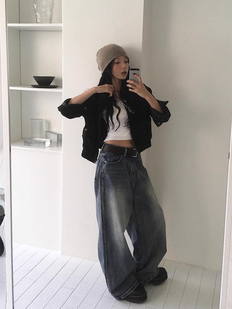 💕韓系東大門美拉德仿鹿皮絨短版夾克